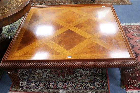 A square mahogany coffee table W.122cm